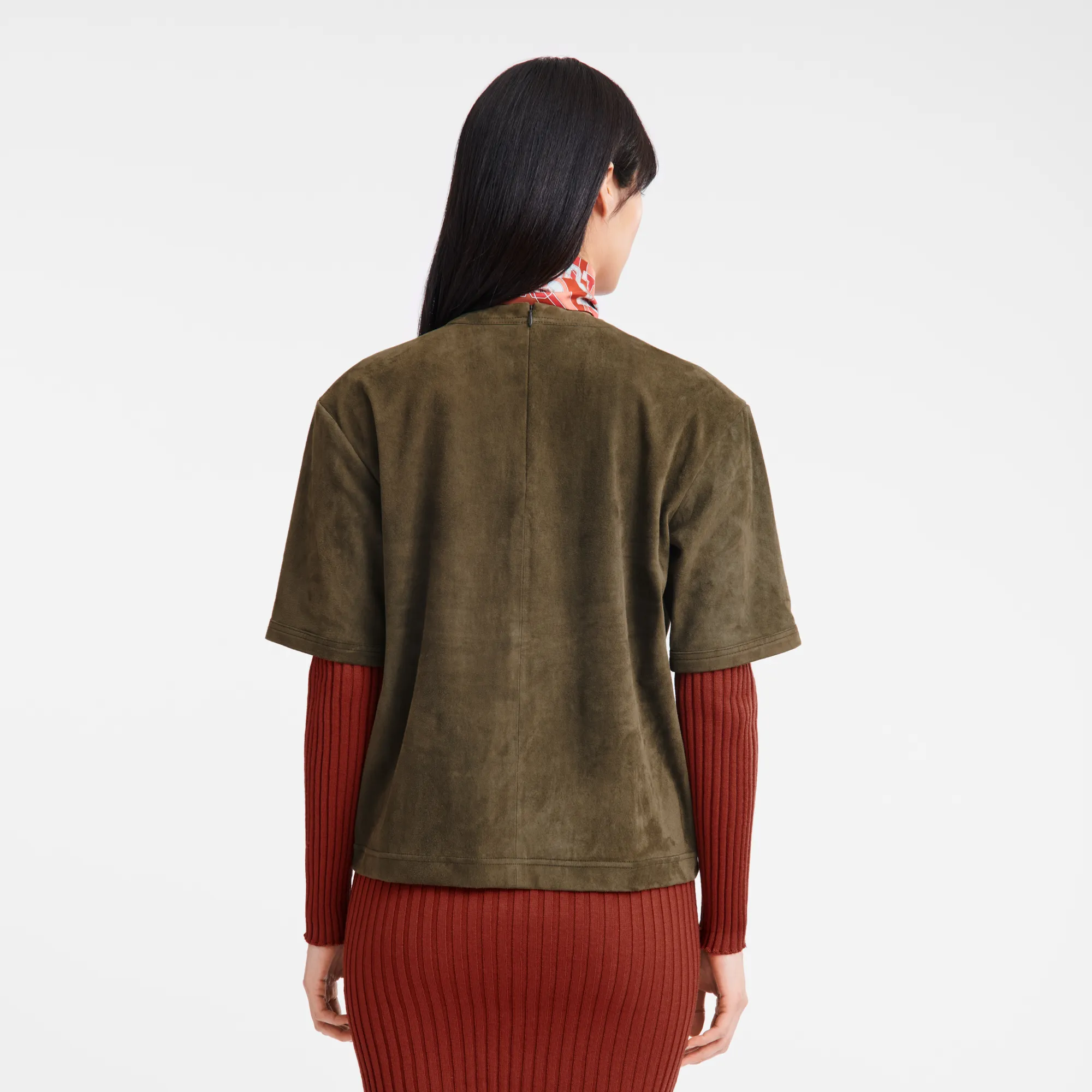 Tee-shirt en cuir Cuir - Kaki
