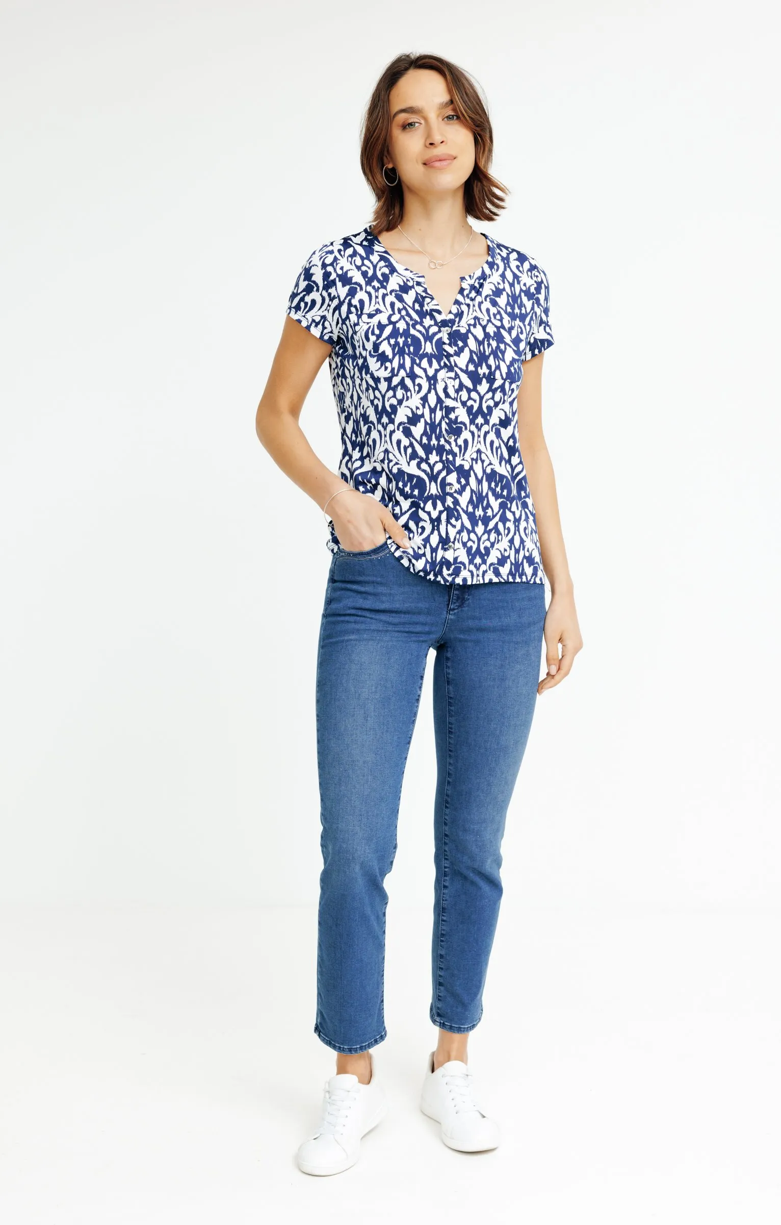 Tee-shirt imprimé col mao - 26,56 €