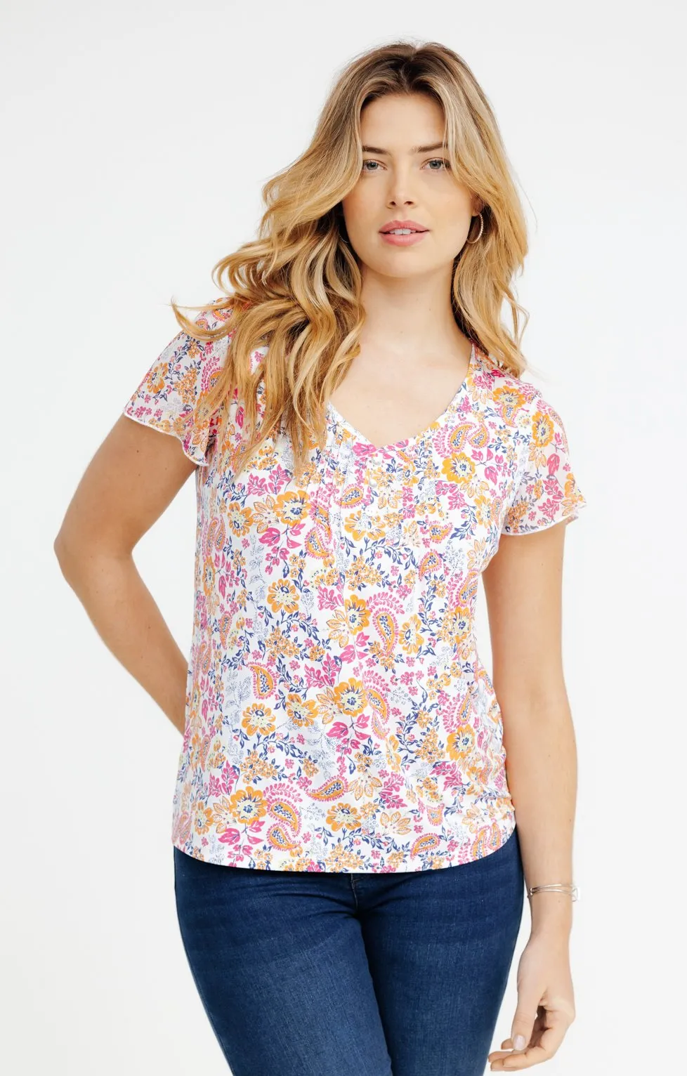 Tee-shirt imprimé mix matière - 26,56 €