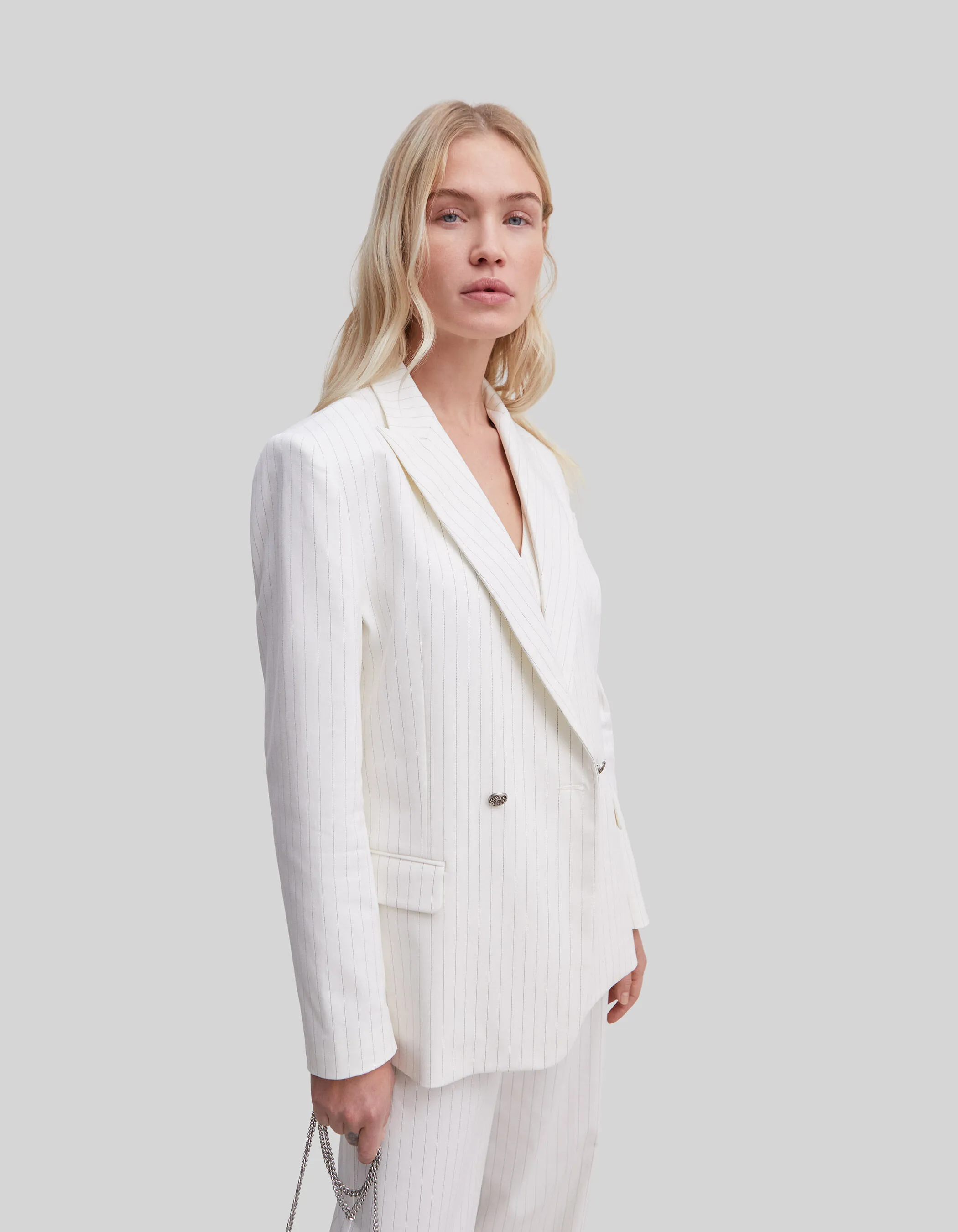 Veste de costume écrue rayures tennis Femme