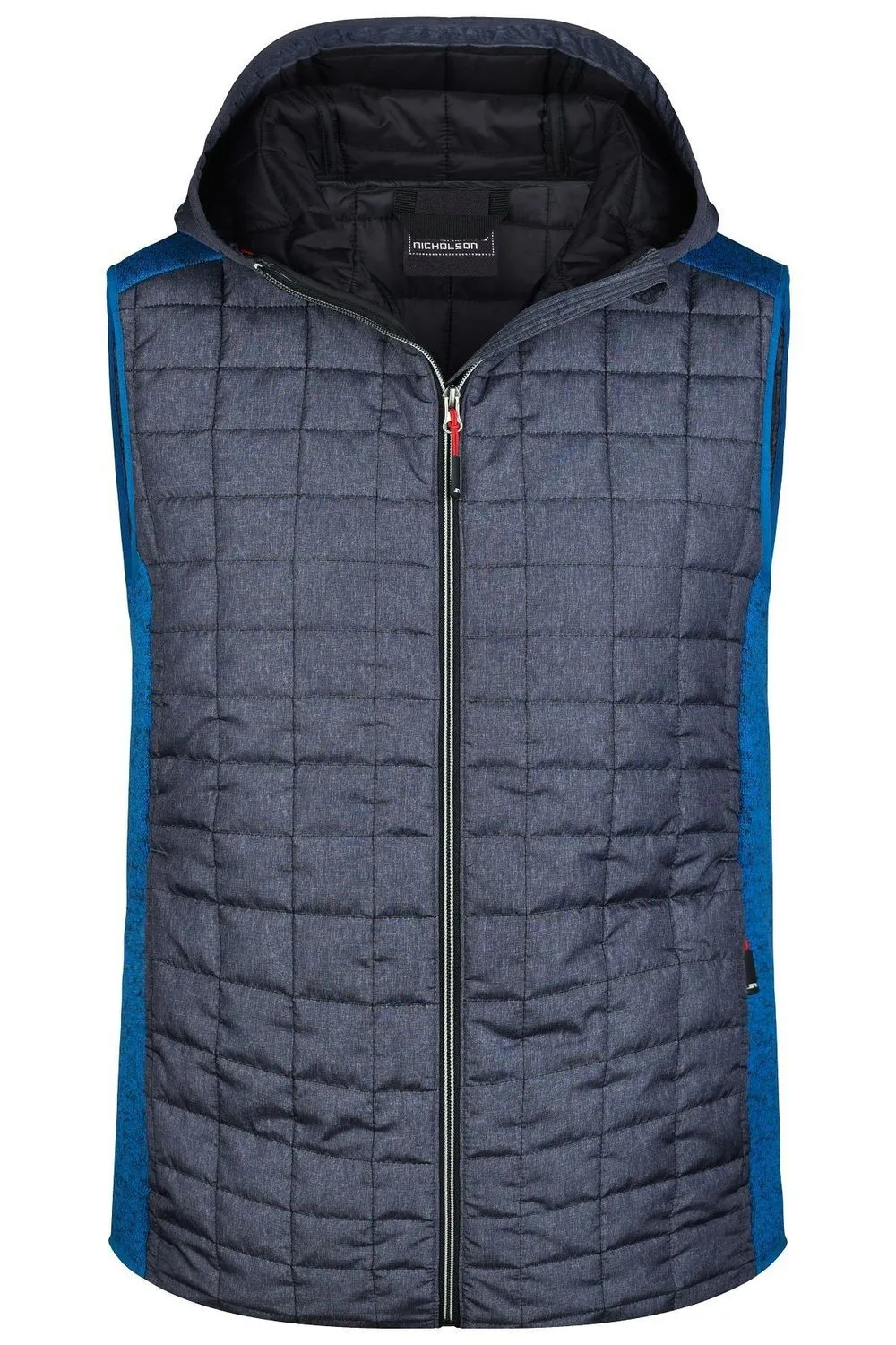 Veste tricot matelassée sans manches - homme - JN768 - gris foncé et bleu roi 